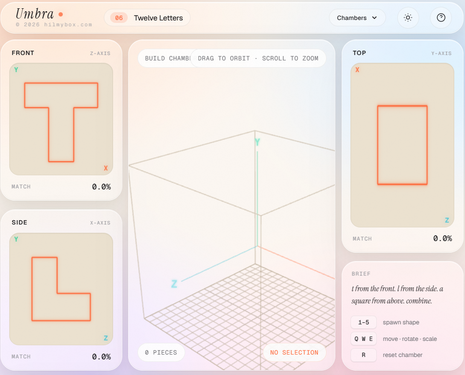 Building Umbra: A Three.js Shadow Puzzle That Teaches Spatial Reconstruction