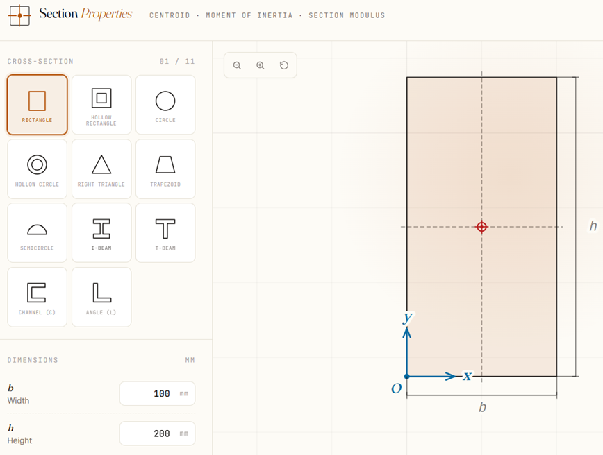 See the Centroid Move: A Free Section Properties Calculator for Teaching Mechanics
